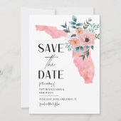 Save The Date Mariage de destination en Floride aquarelle floral (Devant)