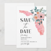 Save The Date Mariage de destination en Floride aquarelle floral (Devant / Derrière)