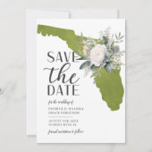 Save The Date Mariage de destination Floride Vert de mousse Flor (Devant)