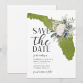 Save The Date Mariage de destination Floride Vert de mousse Flor (Devant / Derrière)