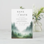 Save The Date Mariage de destination forêt verte aquarelle rusti (Debout devant)