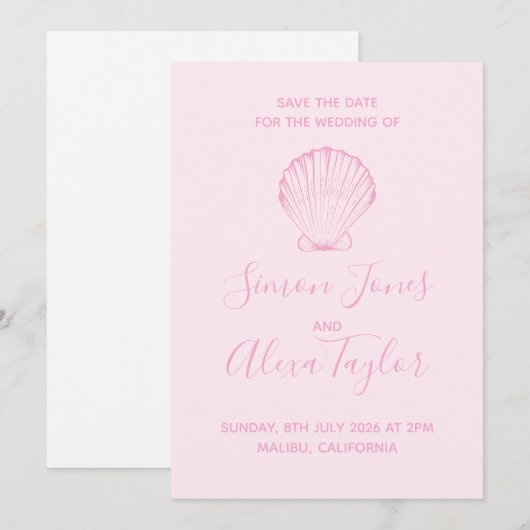 Save The Date Mariage de destination moderne à la plage, date à (Devant / Derrière)