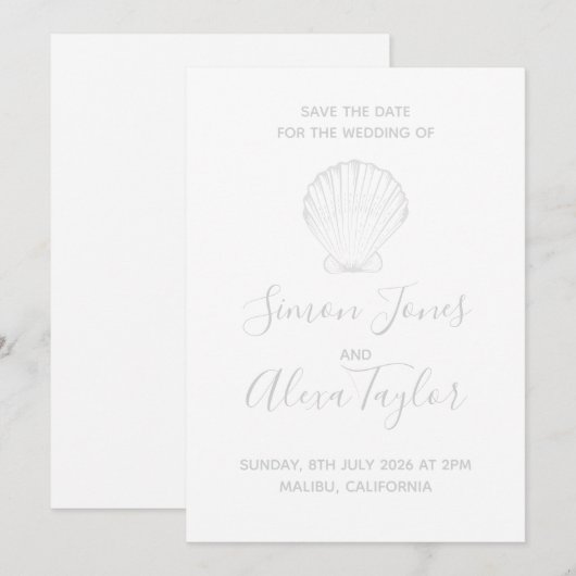 Save The Date Mariage de destination moderne à la plage, date à  (Devant / Derrière)