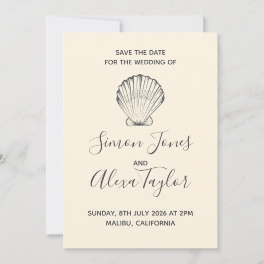 Save The Date Mariage de destination moderne à la plage, enregis (Devant)