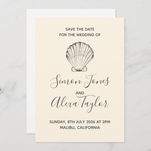 Save The Date Mariage de destination moderne à la plage, enregis (Devant / Derrière)