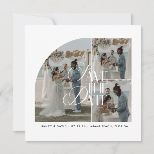 Save The Date Mariage de destination moderne sur la plage avec c (Devant)