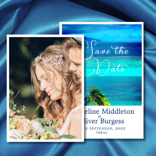Save The Date Mariage de Destination Océan Tropical Bleu Photo