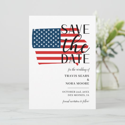 Save The Date Mariage de destination patriotique dans l'État amé (Debout devant)