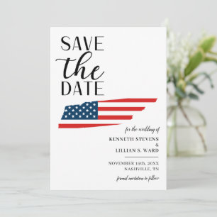 Save The Date Mariage de destination patriotique dans l'état amé
