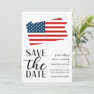 Save The Date Mariage de destination patriotique en Pennsylvanie