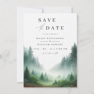 Save The Date Mariage de Destination Rustique Aquarelle Forêt Ve