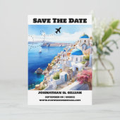 Save The Date Mariage de destination Santorin enregistrer la dat (Debout devant)