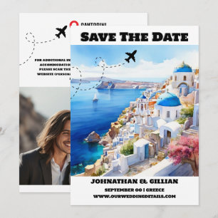 Save The Date Mariage de destination Santorin enregistrer la dat