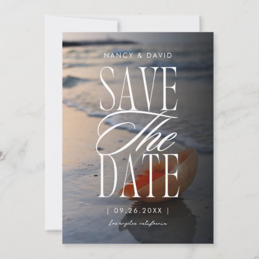 Save The Date Mariage de destination sur la plage (Devant)