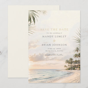 Save The Date Mariage de destination tropical élégant sur la pla