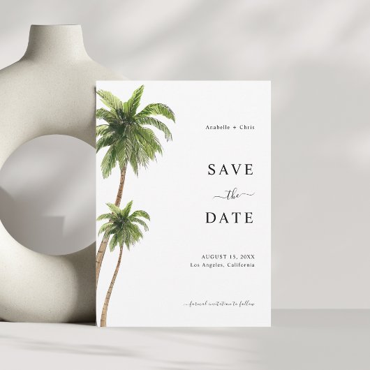Save The Date Mariage de Destination Tropicale de Palmier de Pla