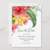 Save The Date Mariage de destination tropicale florale (Devant)