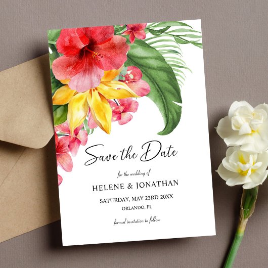 Save The Date Mariage de destination tropicale florale