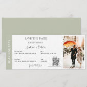 Save The Date Mariage de Destination Vert Sauge (Devant / Derrière)
