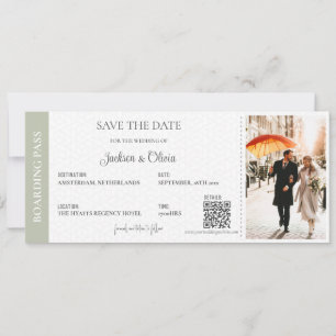 Save The Date Mariage de Destination Vert Sauge