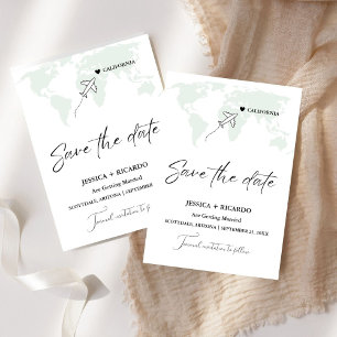 Save The Date Mariage de destination vert sauge Enregistrez la d