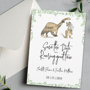 Save The Date Mariage de dinosaures drôle Vert Enregistrer la Da