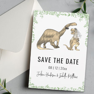 Save The Date Mariage de dinosaures drôle vert Enregistrez la da