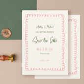 Save The Date Mariage de divertissement français rose et vert