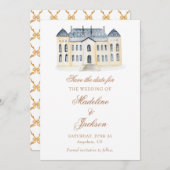 Save The Date Mariage de Domaine Anglais à l'Aquarelle (Devant / Derrière)