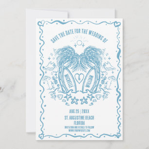 Save The Date Mariage de Doodle de Palm Beach à main lunaire