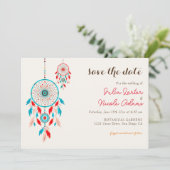 Save The Date Mariage de Dreamcatcher en plumes de la tribu Boho (Debout devant)