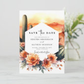 Save The Date Mariage de Earthy Cactus moderne (Debout devant)
