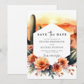 Save The Date Mariage de Earthy Cactus moderne (Devant / Derrière)