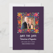 Save The Date Mariage de fête mexicaine à l'aquarelle vibrant (Devant)
