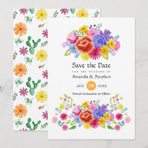 Save The Date Mariage de fête mexicaine florale colorée