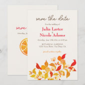 Save The Date Mariage de Feuillage Citronné Frais d'Amour (Devant / Derrière)