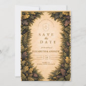 Save The Date Mariage de feuillage de bois automnal (Devant)