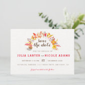 Save The Date Mariage de feuillage de Fleur sauvage Boho violet  (Debout devant)