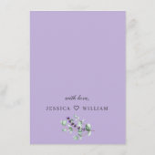Save The Date Mariage de feuillage moderne Eucalyptus Lavender (Dos)