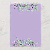 Save The Date Mariage de feuillage moderne Eucalyptus Lavender (Dos)