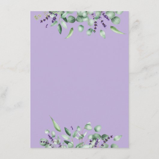 Save The Date Mariage de feuillage moderne Eucalyptus Lavender (Dos)