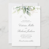 Save The Date Mariage de feuillage vert Eucalyptus (Devant)