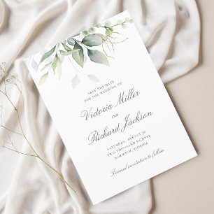 Save The Date Mariage de feuillage vert Eucalyptus