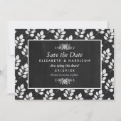Save The Date Mariage de feuille florale de tableau noir (Devant)