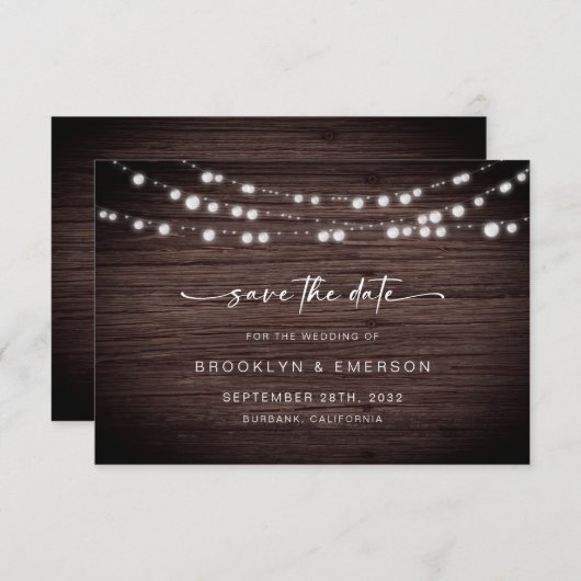 Save The Date Mariage de feux de bois rustique (Devant / Derrière)