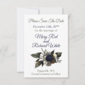 Save The Date Mariage de Fleur de Conifère d'Hiver Navy Crème Pi (Devant)
