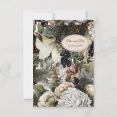 Save The Date Mariage de Fleur de Conifère d'Hiver Navy Crème Pi (Dos)