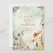 Save The Date Mariage de Fleur de Prairie au Coucher du Soleil (Devant)