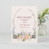 Save The Date Mariage de Fleur sauvage d'aquarelle neutre Boho (Debout devant)