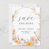 Save The Date Mariage de Fleur sauvage de fleurs de Boho neutres (Devant)